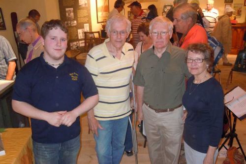 emcee Mike Duchane, Ian Brummel, Red Emond and Marg Axford at the grand opening of the new addition to the Pioneer Museum and Archives in Cloyne on June 22